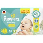 Pampers - New Baby-Dry Diapers, Size 1, Newborn, 2-5 Kg, Jumbo Pack - 66 Pcs