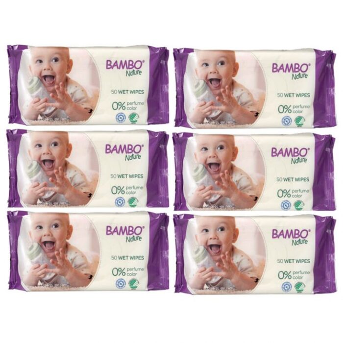 Bambo Nature Eco - Wet Wipes 50S Colour 300 Wipes Pack Of 6 Wipes