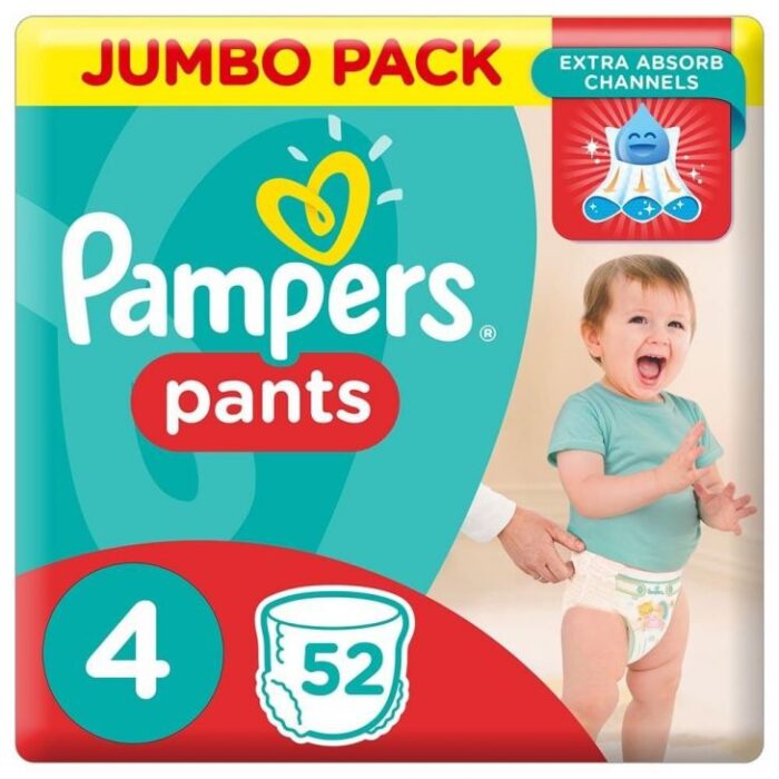 Pampers - Pants Diapers, Size 4, Maxi, 9-14 Kg, Jumbo Pack - 52 Pcs