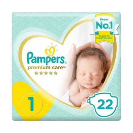 Pampers - Premium Care Diapers, Size 1, Newborn, 2-5 Kg, Carry Pack - 22 Pcs