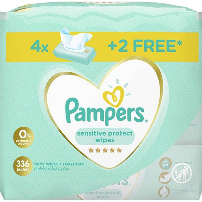Pampers - Sensitive Wipes - 4+2 - 6x56 - 336 Count