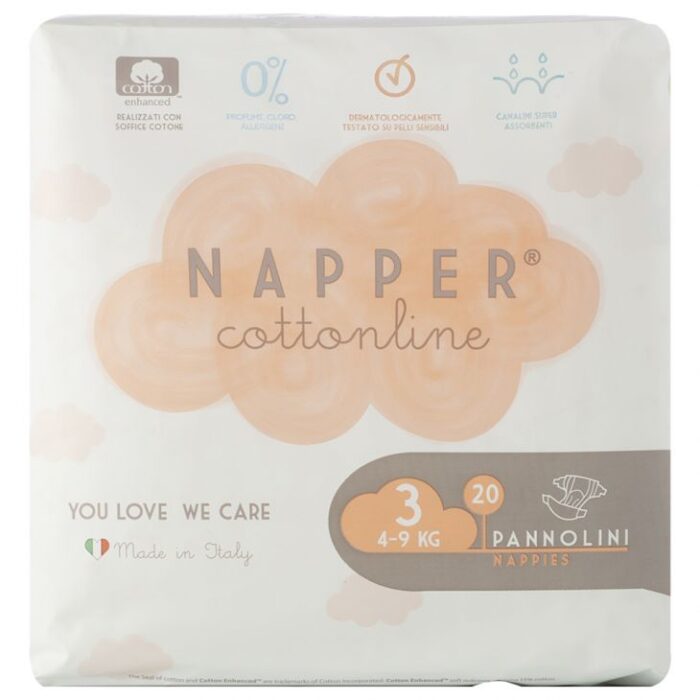 Parmon Italy - Napper Cotton Line Diapers Soft Hug Parmon (4Kg - 9Kg) - 20 Diapers