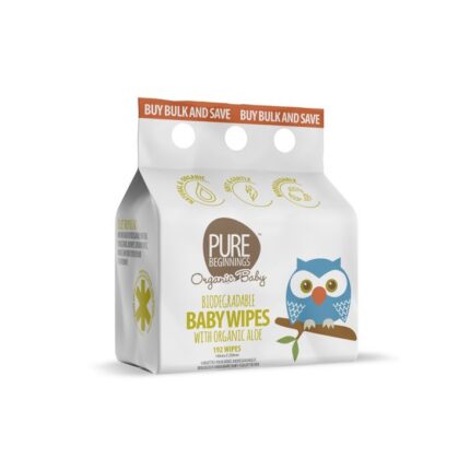 Pure Beginnings Organic, Vegan, Biodegradable Baby Wipes with Aloe 192pack