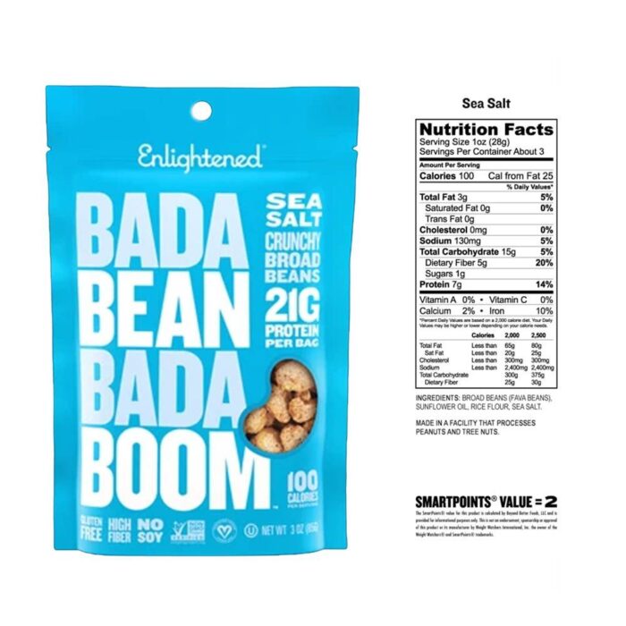 Enlightened - Bada Bean Bada Boom Roasted Broad Bean Snacks Sea Salt- 85g